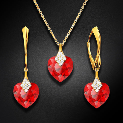 Sidabro rinkinys "Mielasis Valentinas (Šviesus Siamas)" su Swarovski™ kristalais
